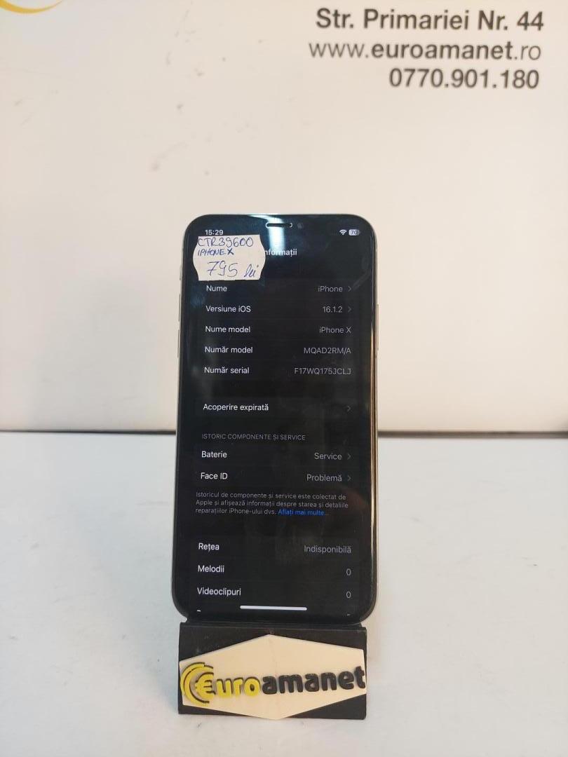 Telefon iPhone X, 64GB, Black, 74% bat  image 2