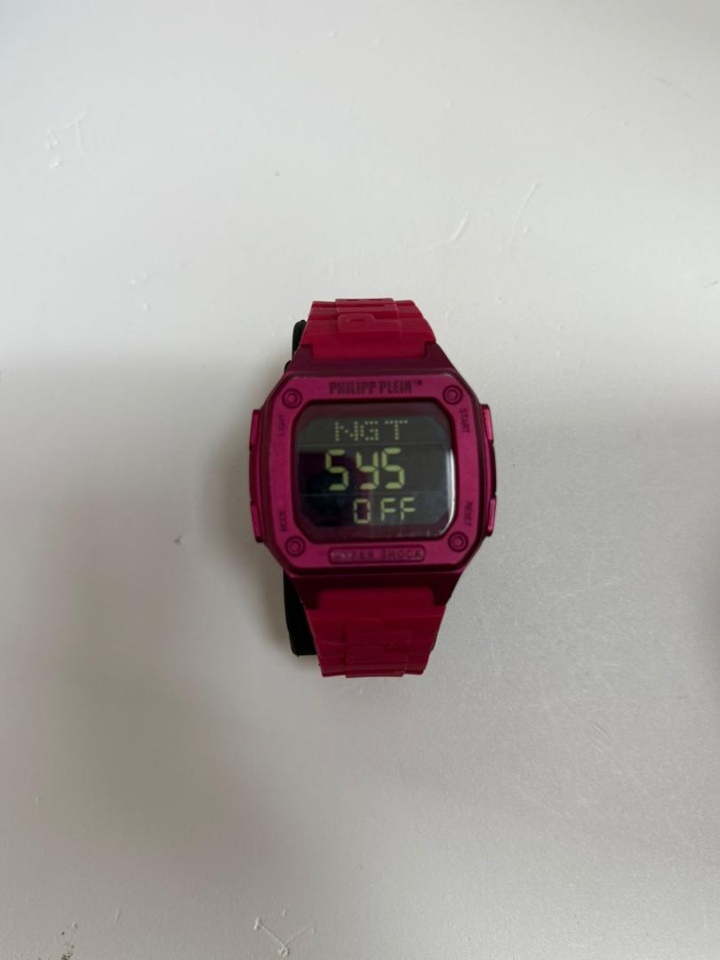 Philipp Plein, Ceas digital cu o curea de silicon, roz zmeuriu image 1