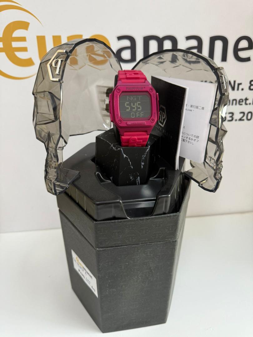 Philipp Plein, Ceas digital cu o curea de silicon, roz zmeuriu image 2