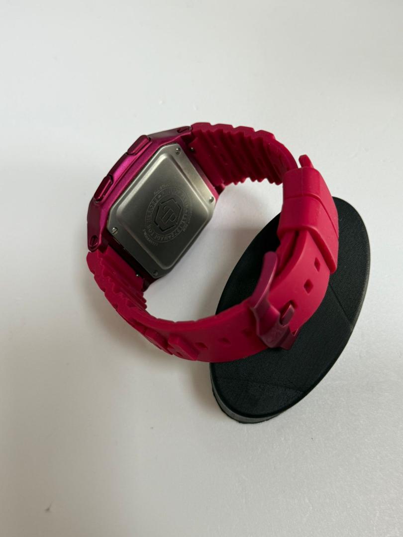 Philipp Plein, Ceas digital cu o curea de silicon, roz zmeuriu image 3