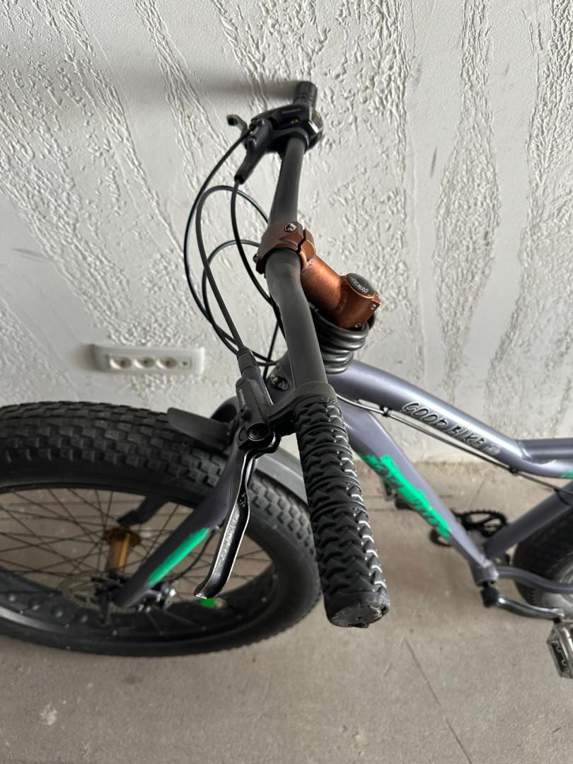 Bicicleta MTB-Fat Bike, roti 26 Inch, Frane Mecanice Disc, Gri/Verde image 4