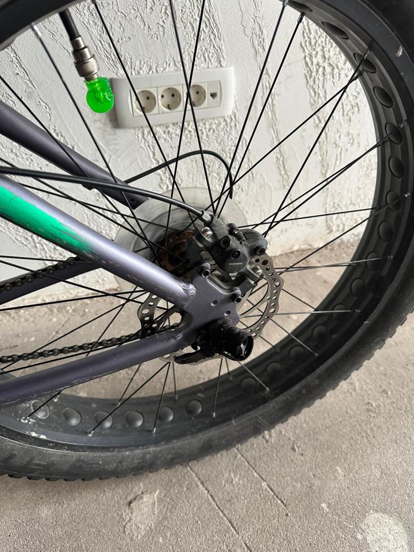 Bicicleta MTB-Fat Bike, roti 26 Inch, Frane Mecanice Disc, Gri/Verde image 6