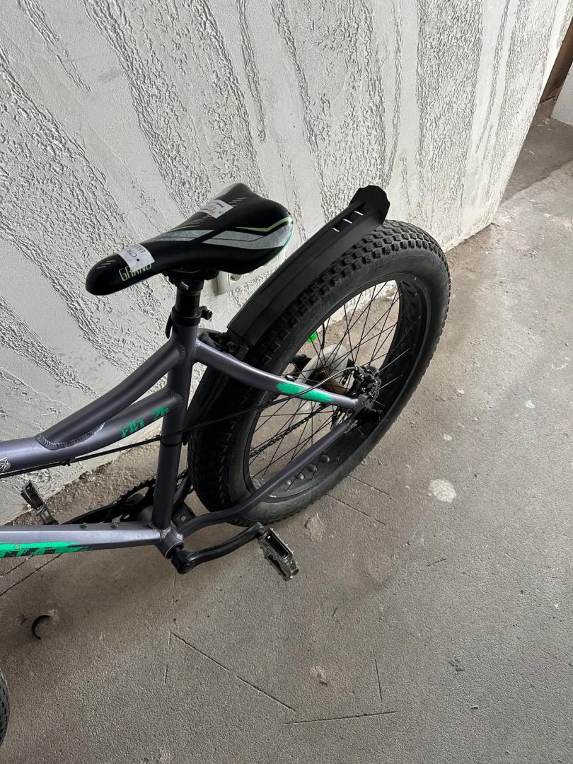 Bicicleta MTB-Fat Bike, roti 26 Inch, Frane Mecanice Disc, Gri/Verde image 2