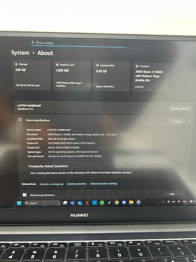 Laptop Huawei MateBook D14 cu procesor AMD Ryzen 5 3500U image 1