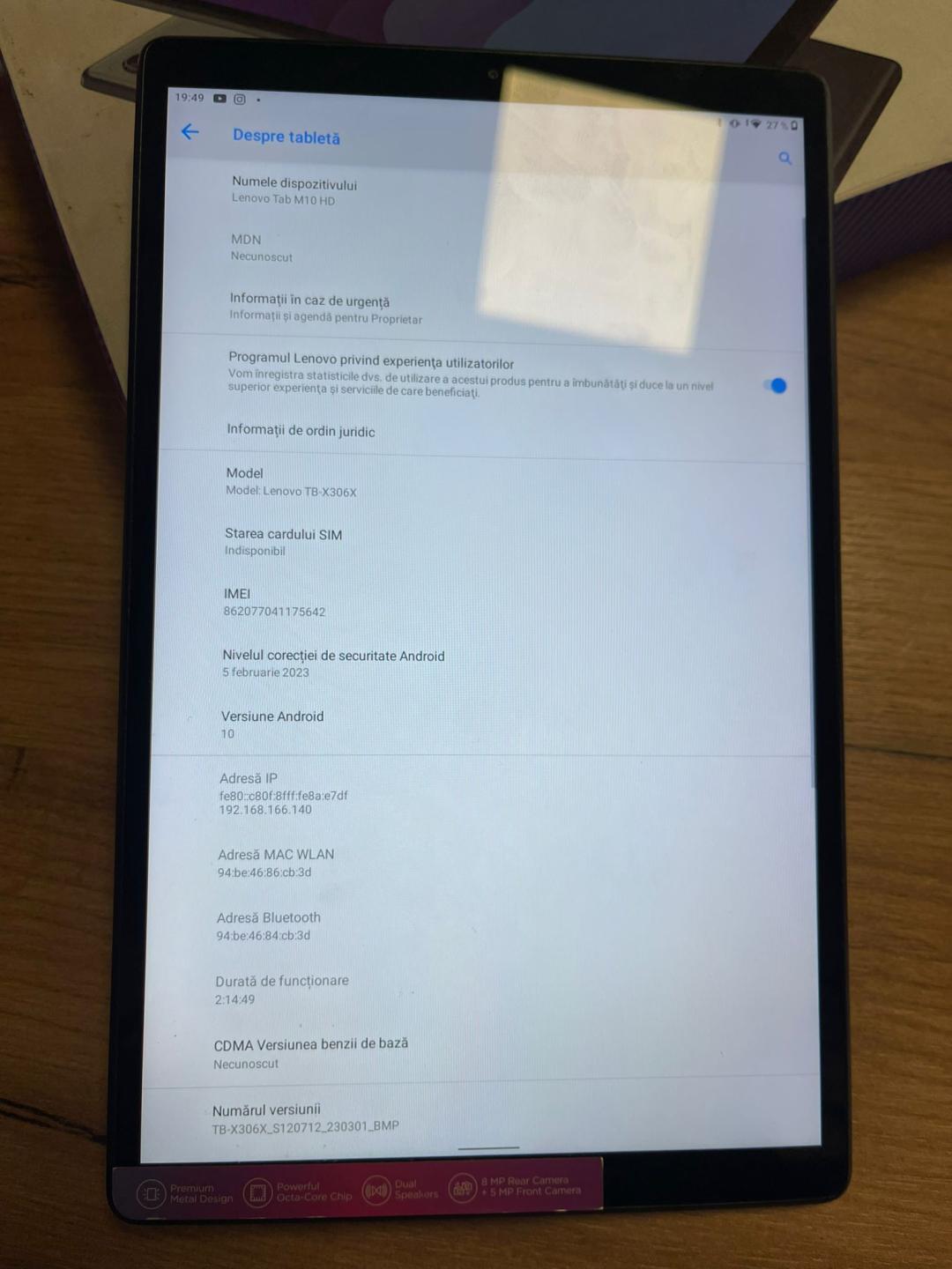 Tableta Lenovo Tab M10 HD (2nd Gen), Octa-Core, 10.1", 4GB RAM, 64GB, 4G159 image 5