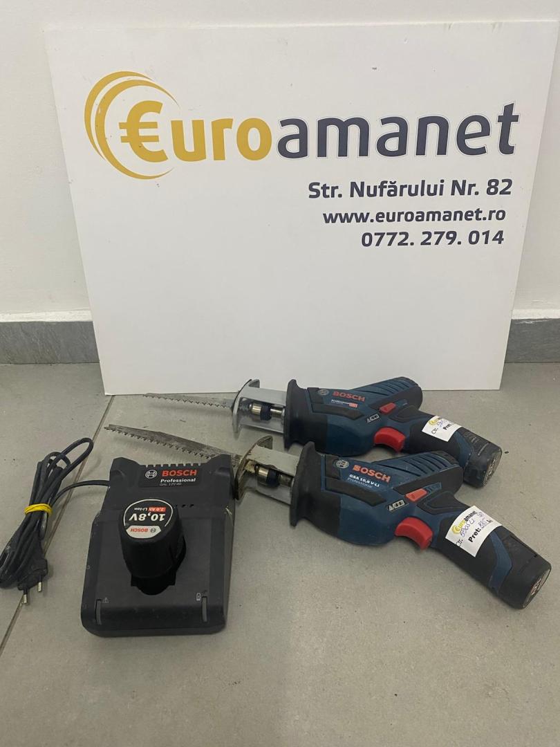 Set 2 fierastraie sabie cu 3 acumulatori si incarcator, Bosch GSA 12V-14 - Li-Ion
