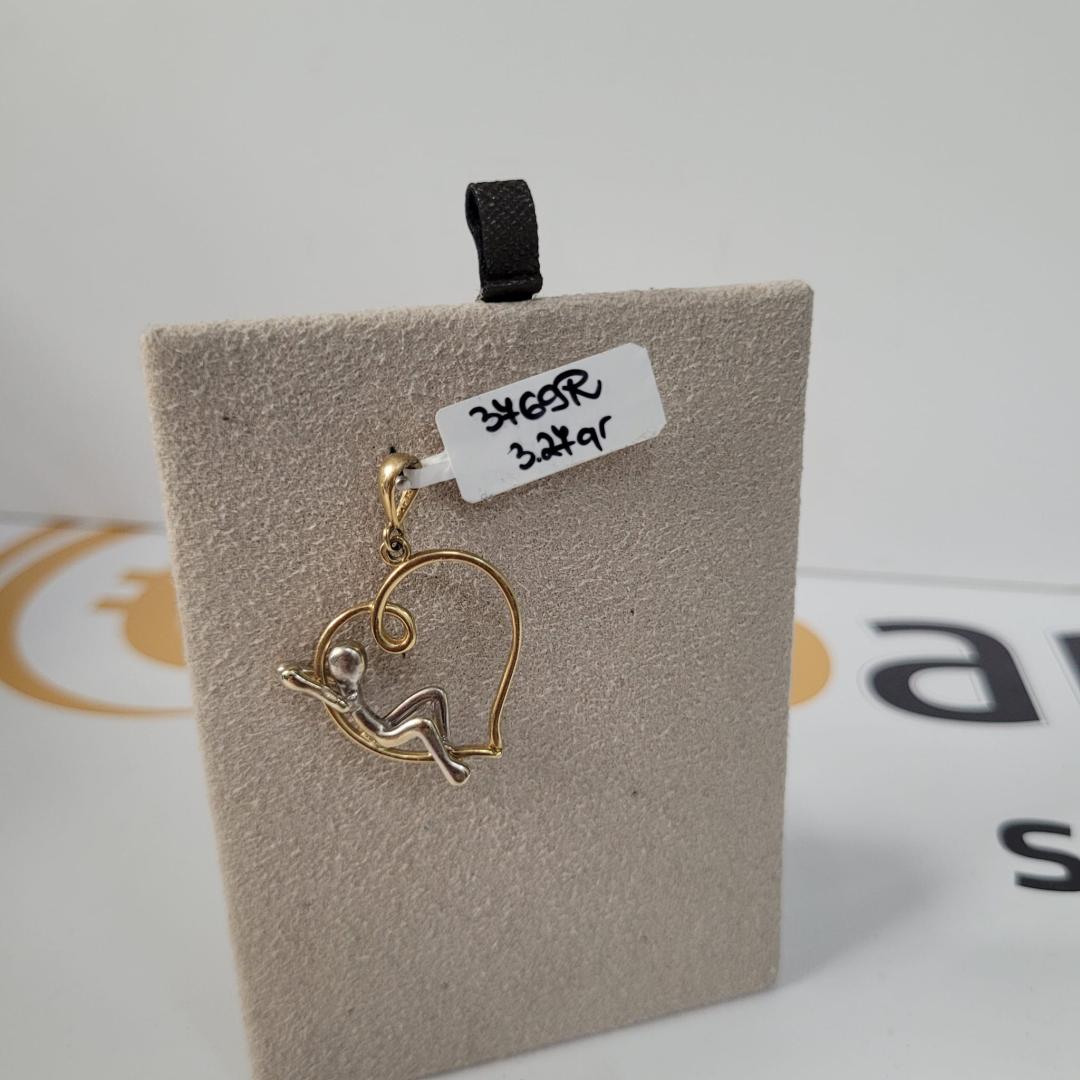 MEDALION AUR ALB SI GALBEN 14K image 1