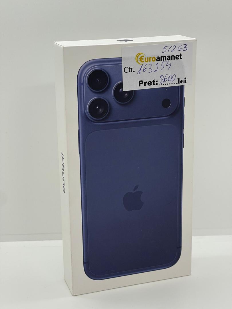 Telefon mobil Apple iPhone 17 Pro Max, 512GB, 5G, Deep Blue, Neactivat, Nou