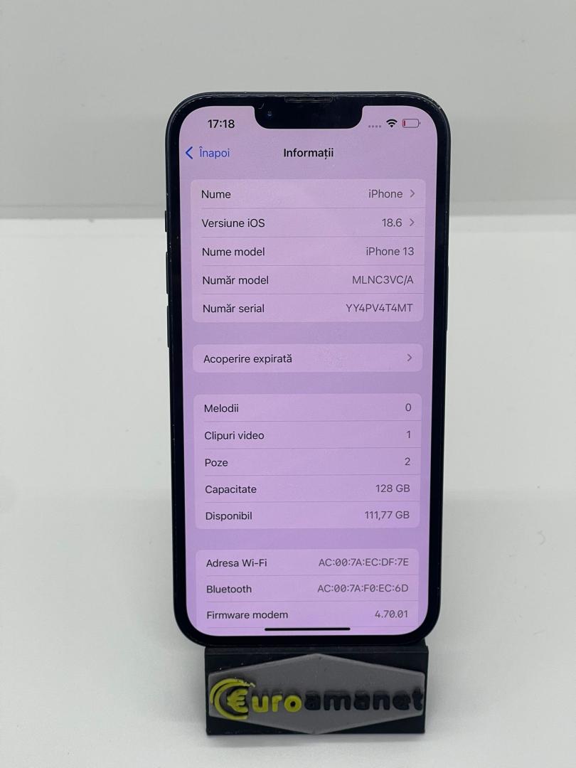 Telefon mobil Apple iPhone 13, 128GB, 5G, Midnight image 3
