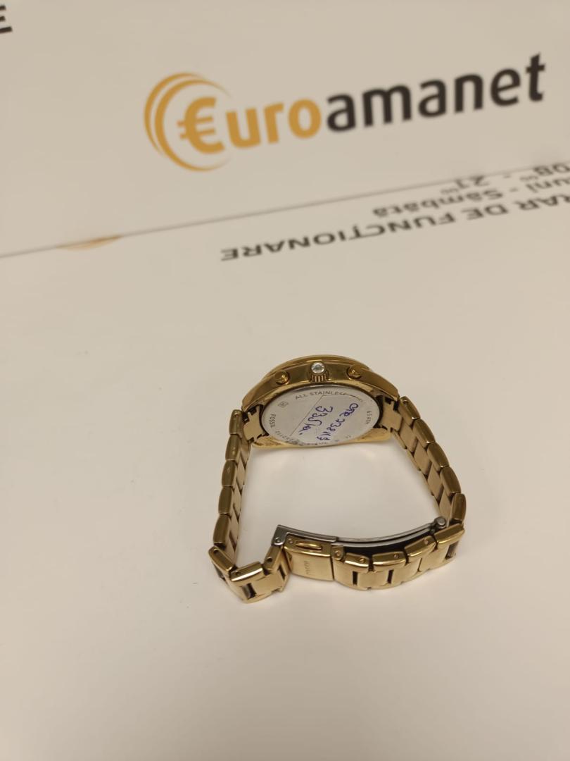 Fossil, Ceas cronograf decorat cu cristale, Auriu image 2