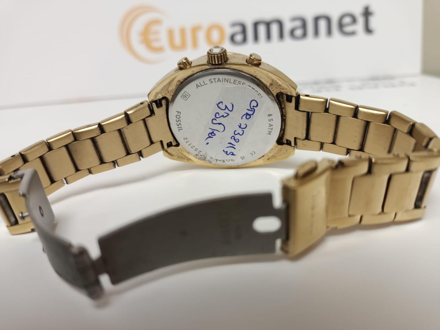 Fossil, Ceas cronograf decorat cu cristale, Auriu image 3