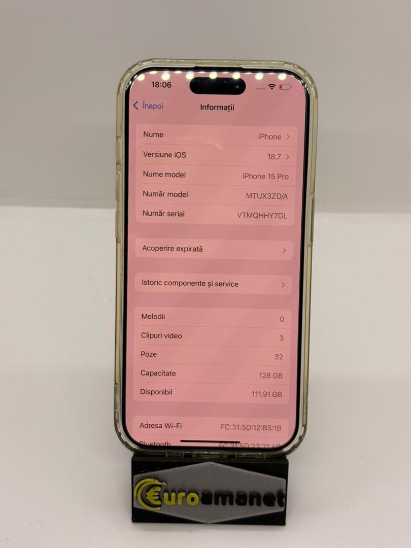 Telefon mobil Apple iPhone 15 Pro, 128GB, 5G image 2