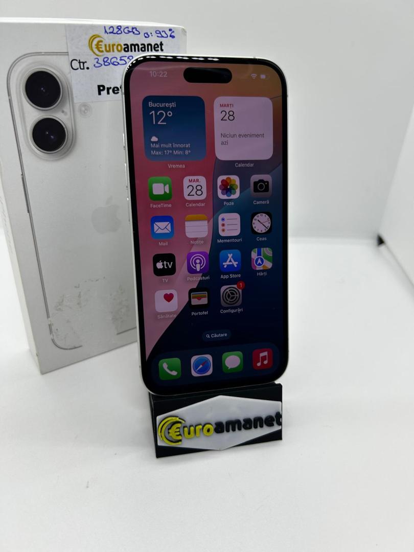 Telefon Apple iPhone 16, 128GB, 5G, White B.93% image 1