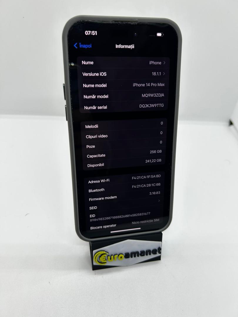 Telefon mobil Apple iPhone 14 Pro Max, 256GB, 5G, Gold, 85% baterie