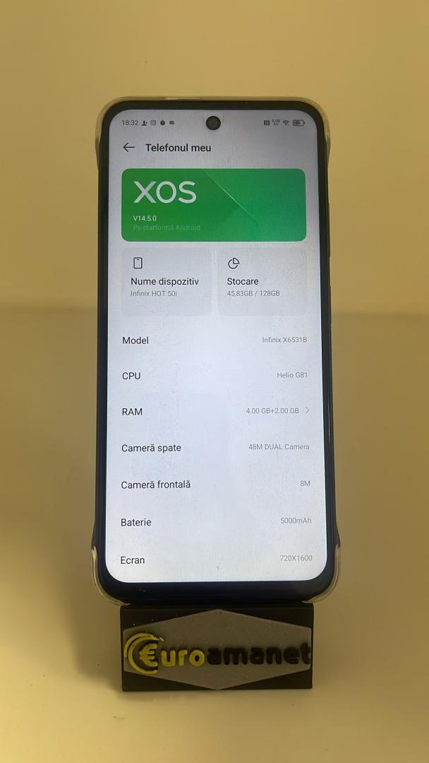 Telefon mobil INFINIX HOT 50i, 4GB, 128GB, 4G, SLEEK BLACK image 1