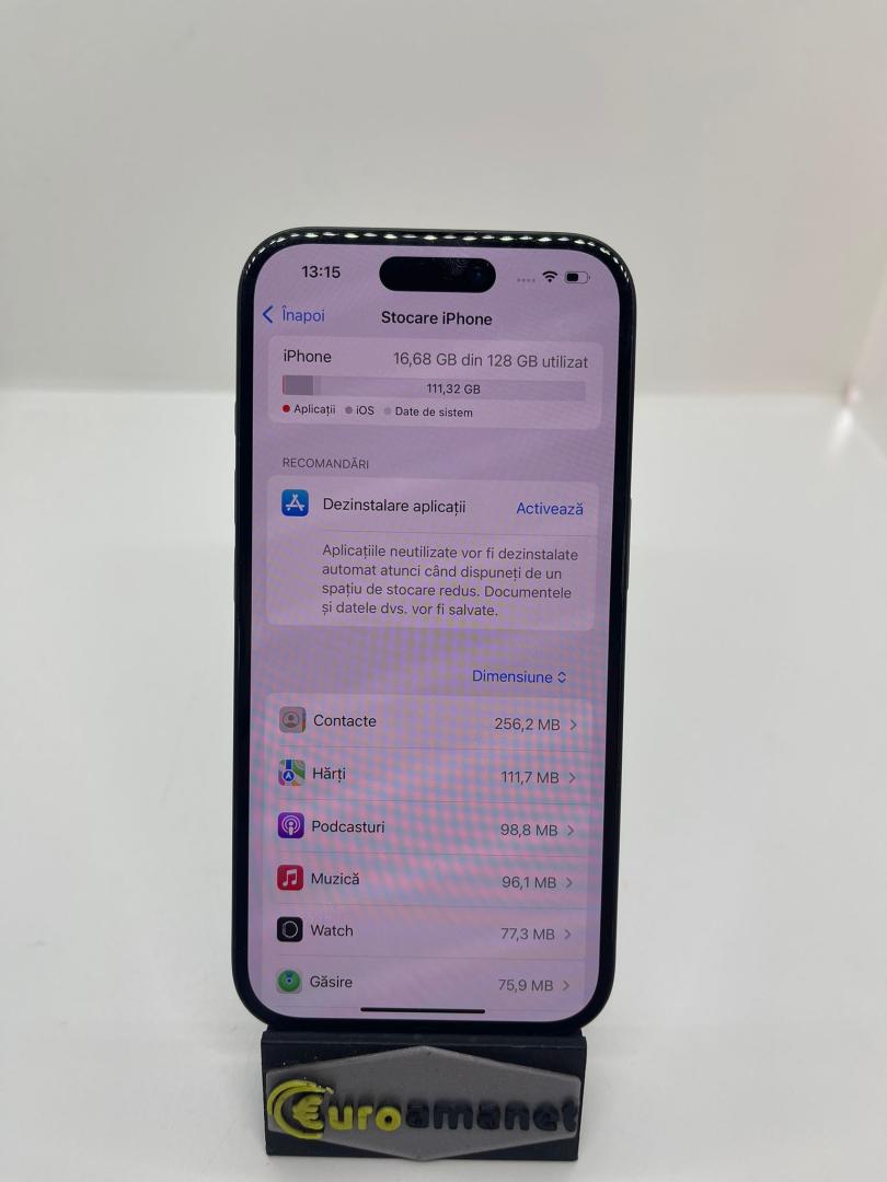 Telefon mobil Apple iPhone 16, 128GB, 5G, Black, 92% Baterie image 3