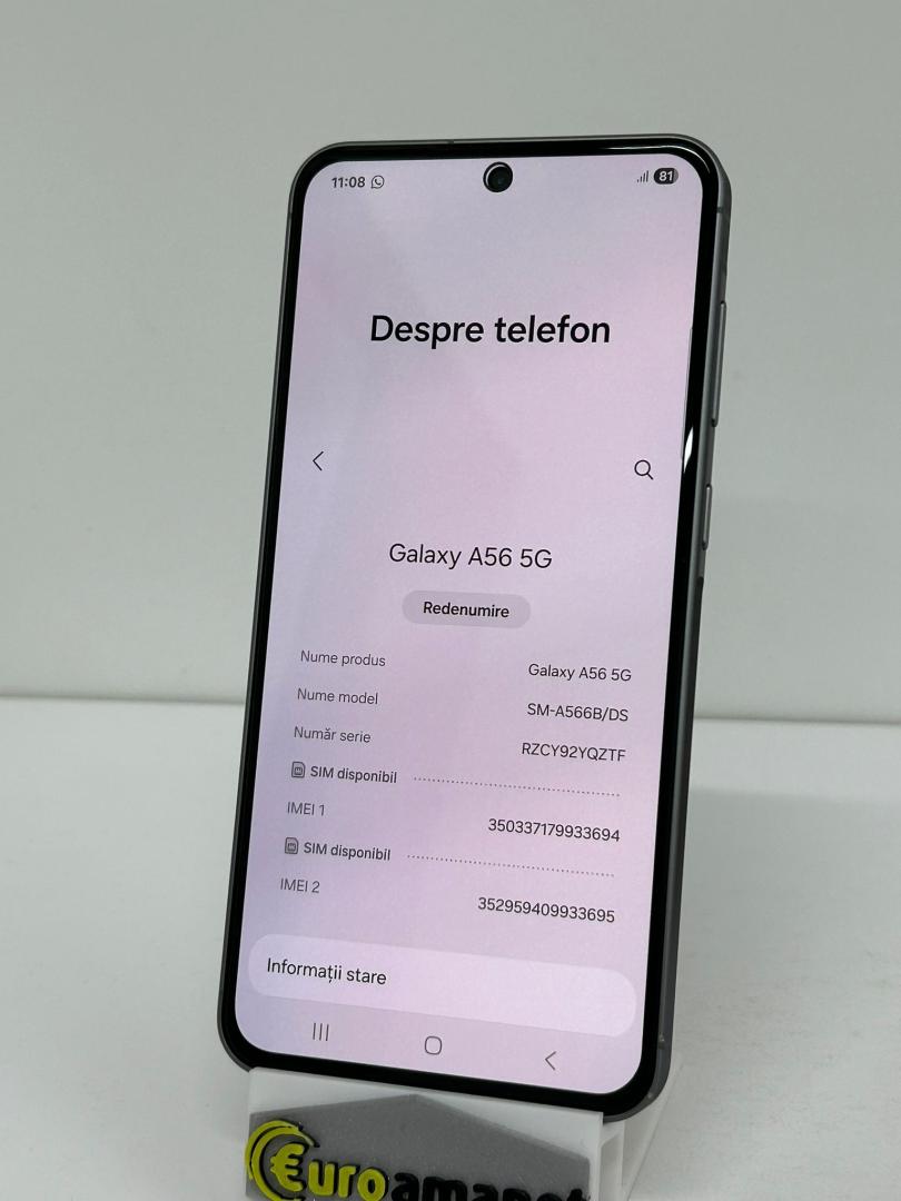 Telefon mobil Samsung Galaxy A56, Dual SIM, 8GB RAM, 128GB, 5G, Awesome Graphite image 3