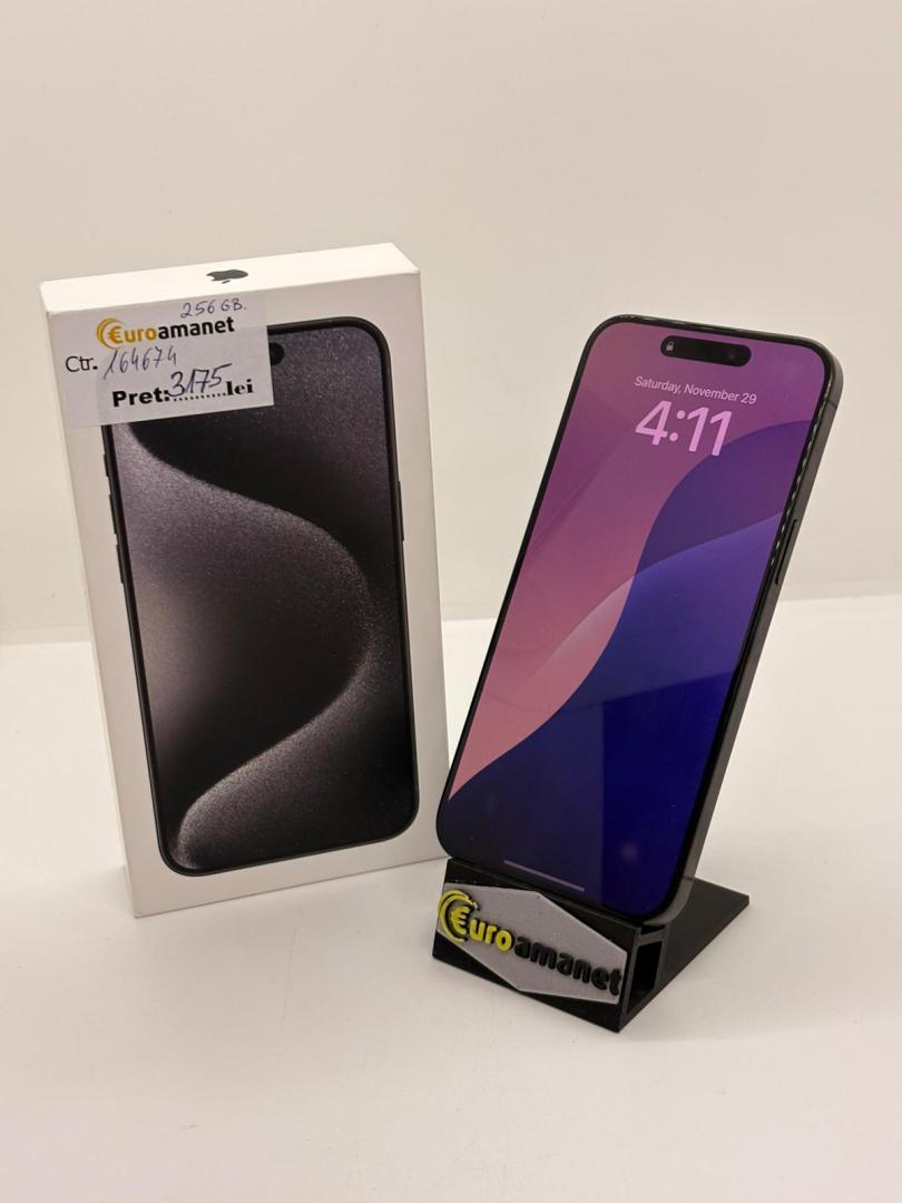 Telefon mobil Apple iPhone 15 Pro Max, 256 GB, 5G, Black Titanium