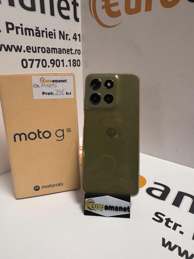 Telefon mobil Motorol g15, Dual SIM, 128GB, 8GB RAM, Iguana Green