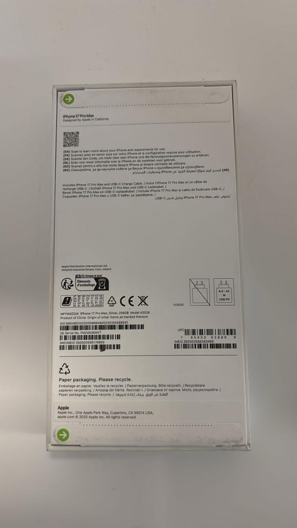 Telefon mobil Apple iPhone 17 Pro, 256GB, 5G, Silver ( Sigilat ) image 1