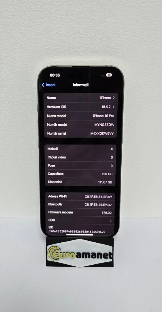 Telefon mobil Apple iPhone 16 Pro 128GB baterie 100% image 1