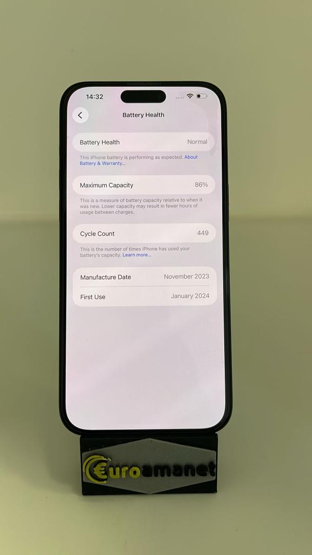 Telefon mobil Apple iPhone 15 Pro Max, 256GB, 5G, Black Titanium Bat 86% image 1