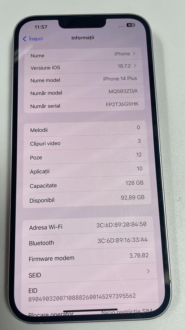 Telefon mobil Apple iPhone 14 Plus, 128GB, 5G, Purple image 5