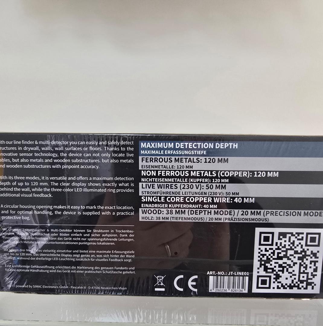 Scaner de perete si detector multiplu Joy-IT JT-LINE01 Detection Delpth image 1