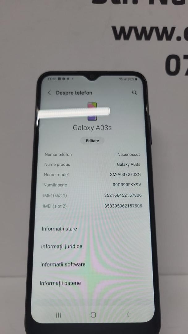 Telefon mobil Samsung Galaxy A03s, Dual SIM, 3GB RAM, 32GB, 4G, Blue image 4