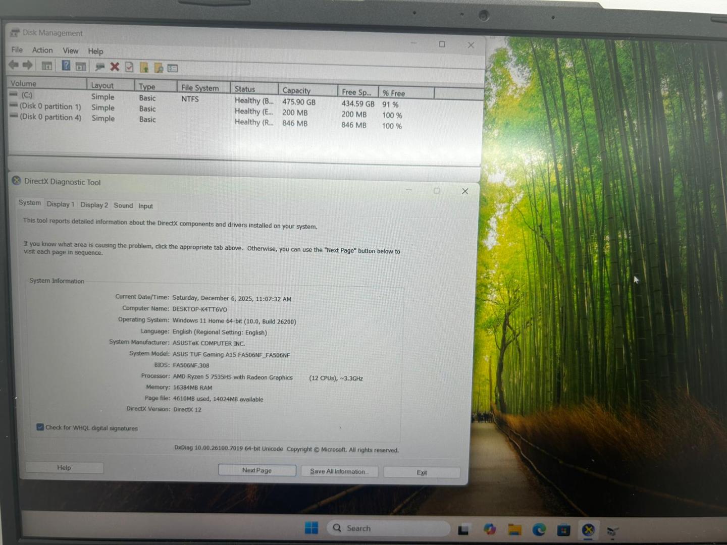 Laptop ASUS TUF FA506N Ryzen 5 7535HS RTX 2050 16GB RAM image 2