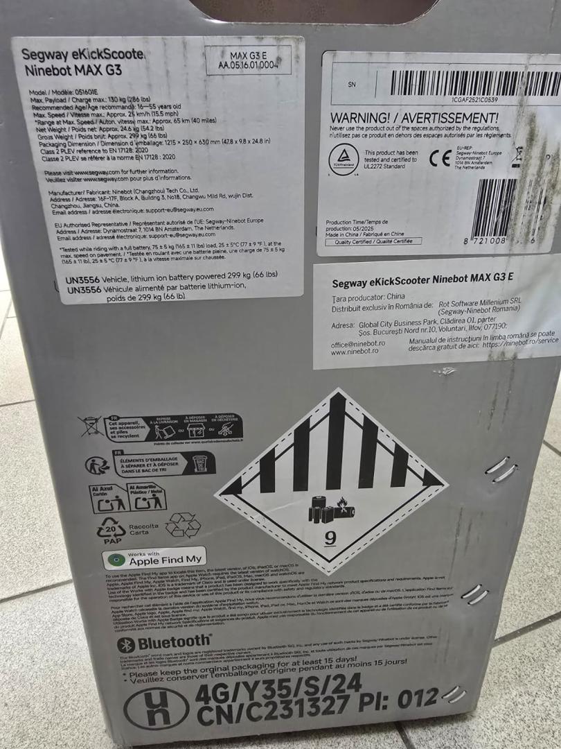 Trotineta electrica Segway Ninebot MAX G3, 500W, 75km, 11", neagra, cu amortizare si lumini LED image 4