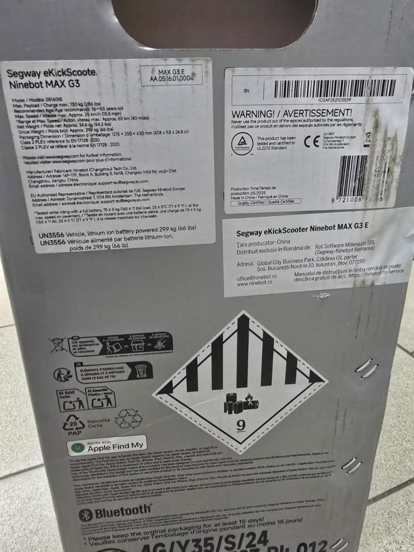 Trotineta electrica Segway Ninebot MAX G3, 500W, 75km, 11", neagra, cu amortizare si lumini LED image 6