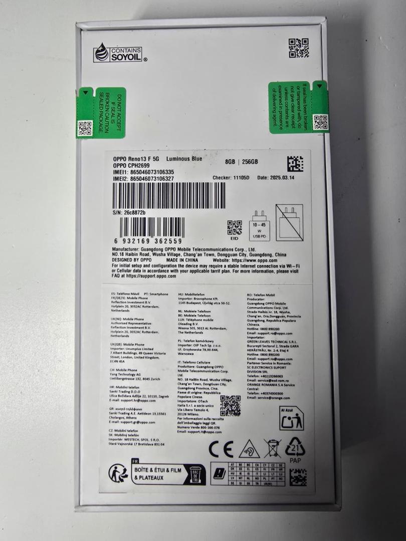 Oppo Reno13 F, 5G, Dual SIM (8/256GB), Albastru Luminous SIGILAT image 4