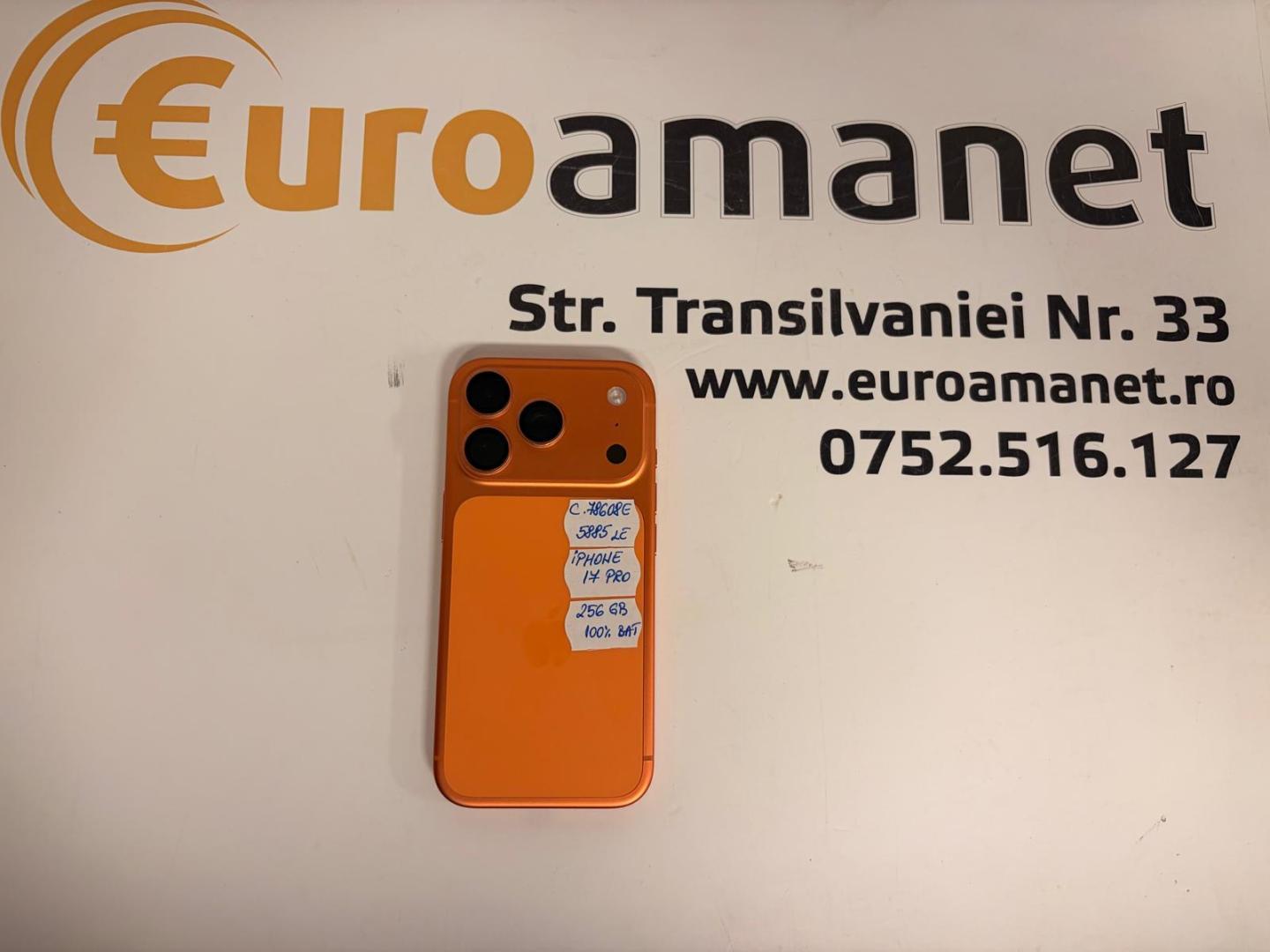 Telefon Apple iPhone 17 Pro, 256GB, 5G, Cosmic Orange bat.100%