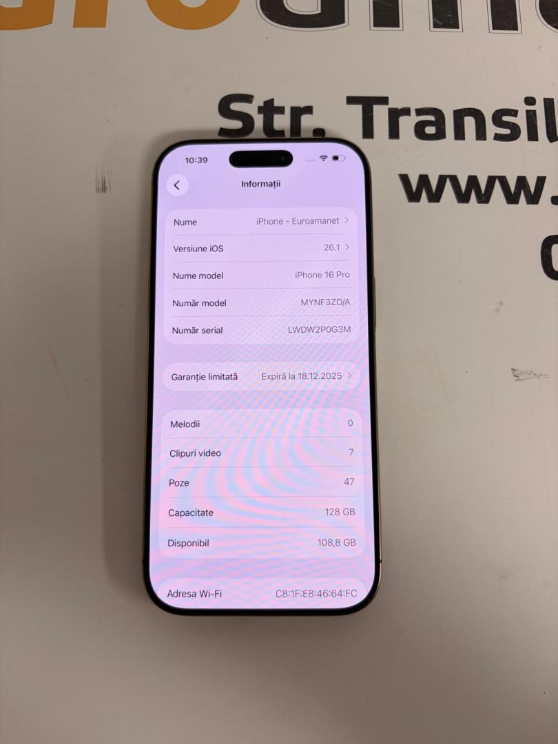 Telefon Apple iPhone 16 Pro, 128GB, 5G, Desert Titanium bat.92% image 1