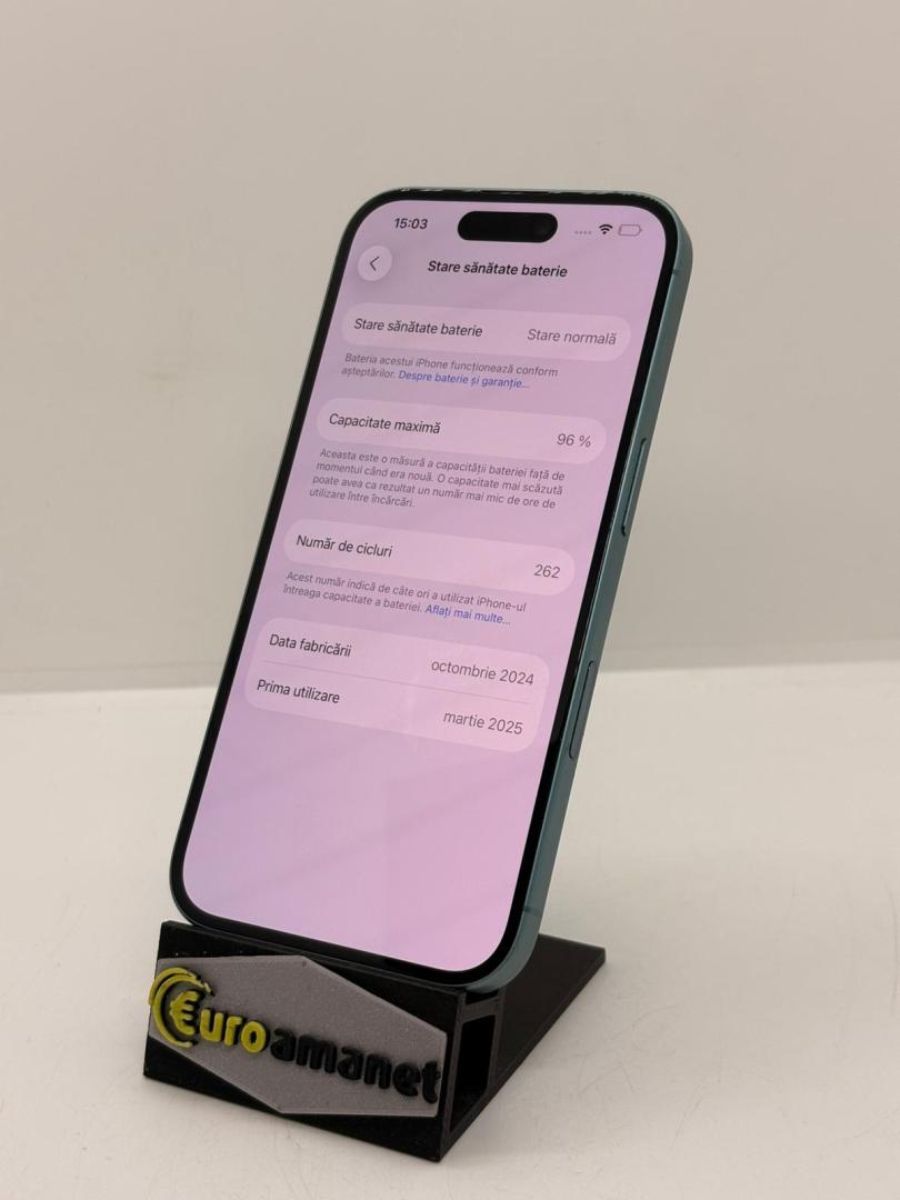 Telefon mobil Apple iPhone 16, 128GB, 5G, Teal image 4