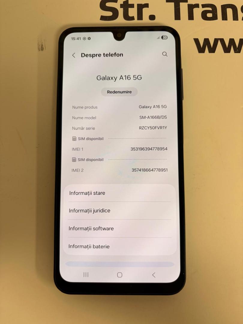 Samsung Galaxy A16, Dual SIM, 128GB, 4GB RAM, 4G, Black bat.99% image 1