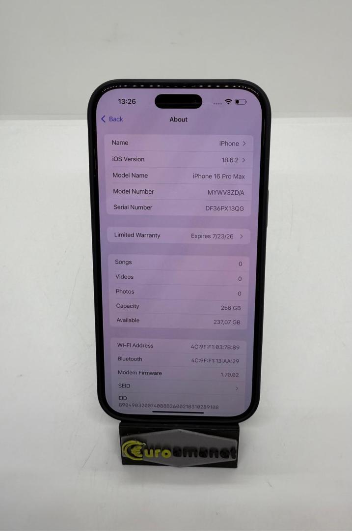 Telefon mobil Apple iPhone 16 Pro Max, 256GB, 5G, Black Titanium image 3