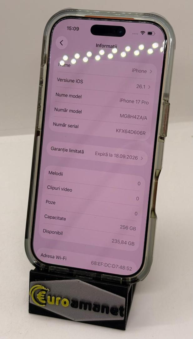 Telefon mobil Apple iPhone 17 Pro, 256GB, 5G, Cosmic Orange image 1