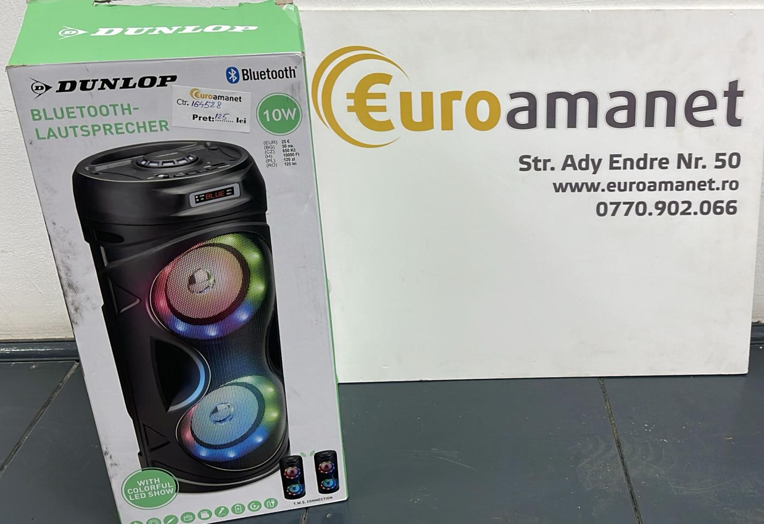 Boxă Bluetooth Dunlop MW-538-2 x 10W cu radio FM și intrare AUX/MIC pentru card TF și (Micro) USB iluminare LED Negru image 1