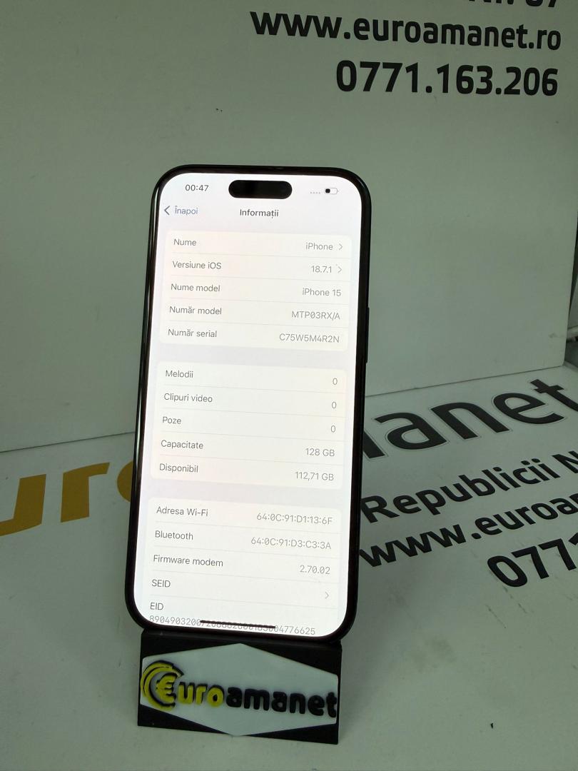 Telefon mobil Apple iPhone 15, 128GB, 5G, Black image 5