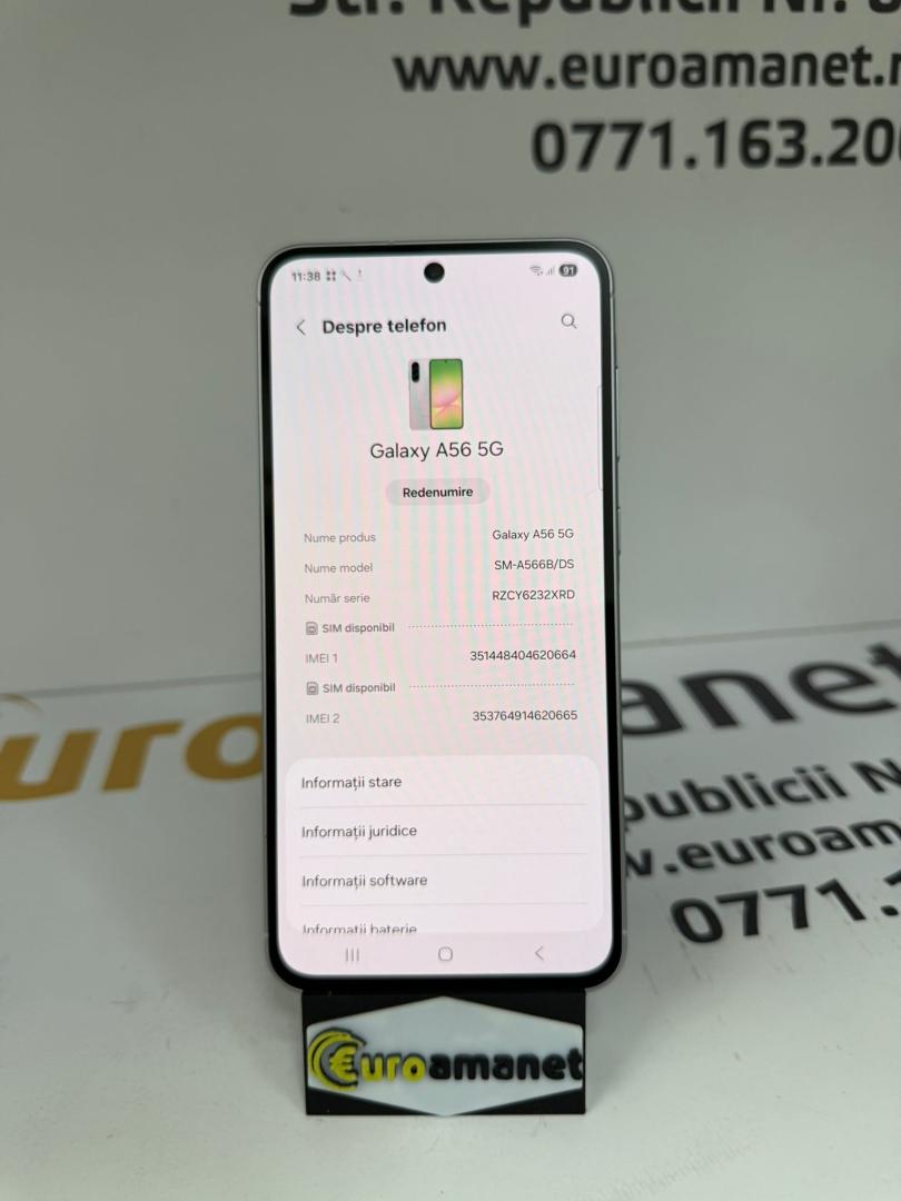 Telefon mobil Samsung Galaxy A56, Dual SIM, 8GB RAM, 256GB, 5G, Awesome LightGray image 5