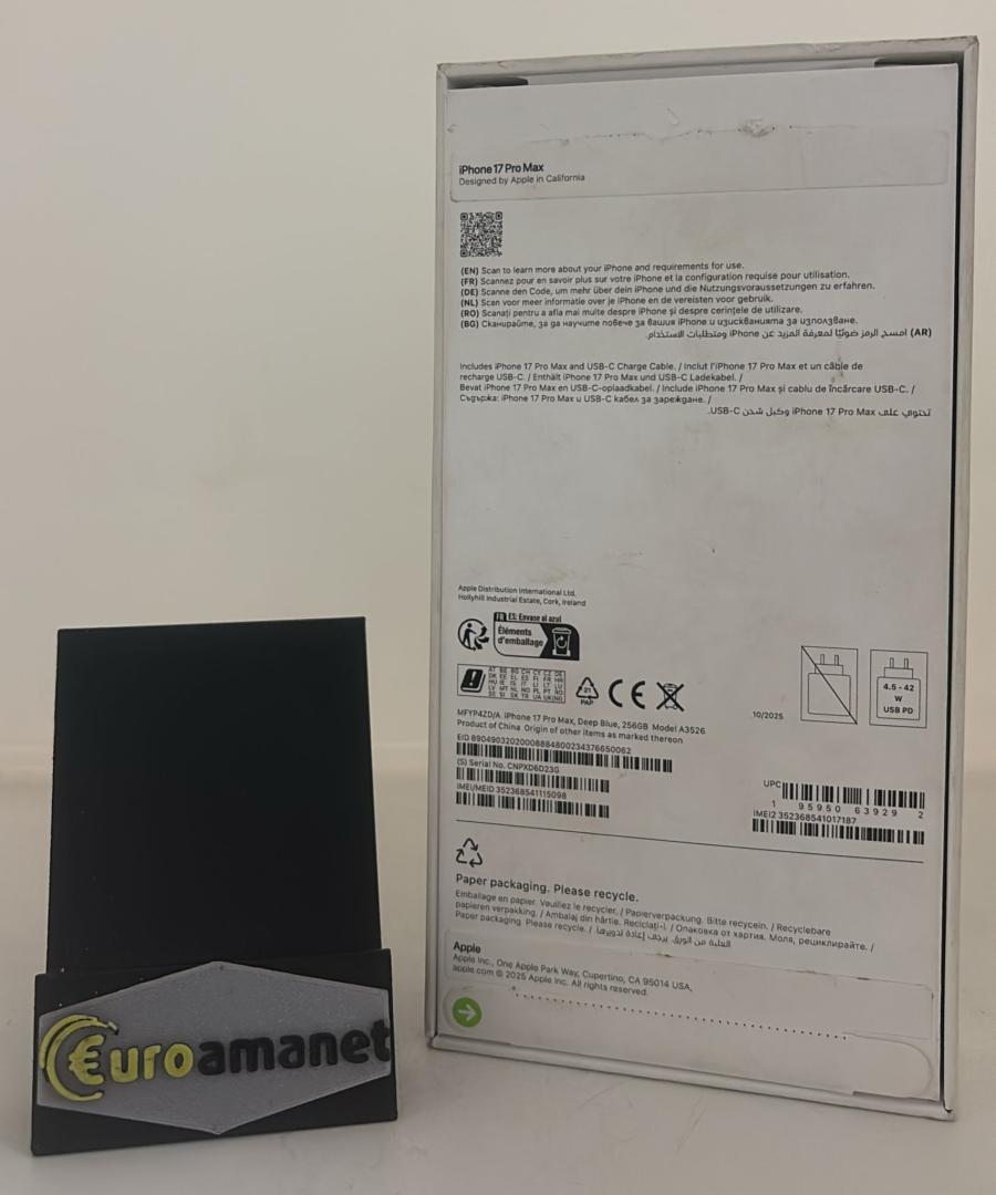 Telefon mobil Apple iPhone 17 Pro Max, 256GB, 5G, Deep Blue Neactivat image 1