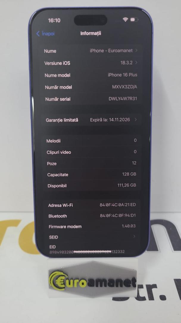 Telefon mobil Apple iPhone 16 Plus, 128GB, 5G, Ultramarine image 3