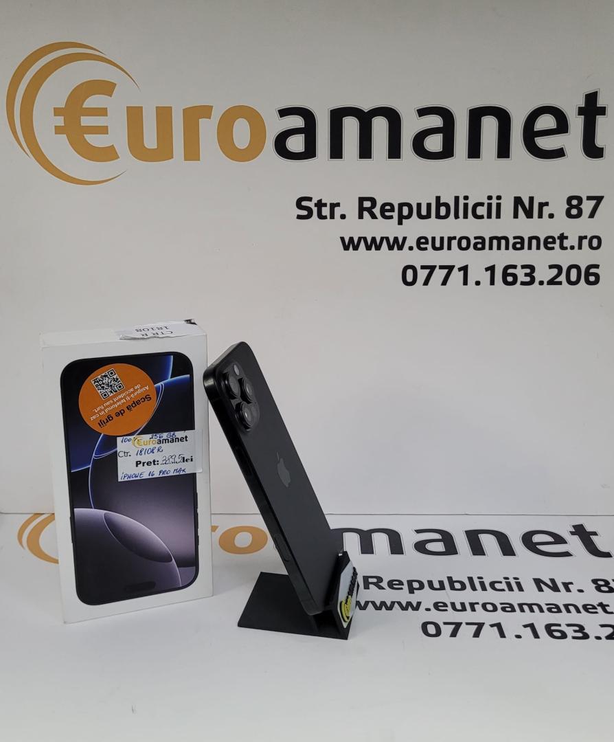 Telefon mobil Apple iPhone 16 Pro Max, 256GB, 5G, Black Titanium image 3