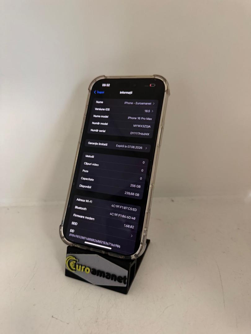 Telefon mobil Apple iPhone 16 Pro Max, 256 GB, 5G, Desert Titanium , 100% image 1