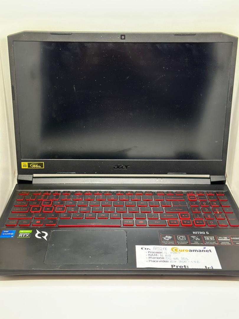 Laptop Acer Nitro 5, Intel Core i5-11400H, 15.6", 16GB, 512GB SSD, GeForce RTX 3050