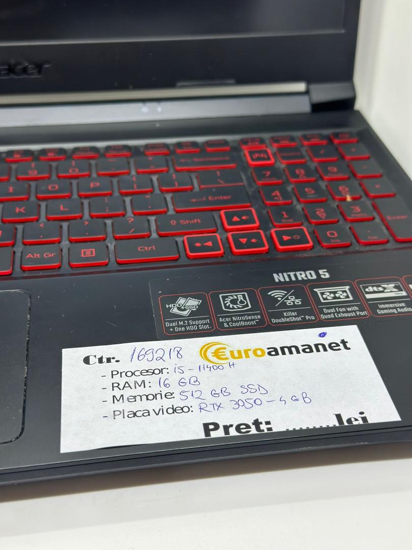 Laptop Acer Nitro 5, Intel Core i5-11400H, 15.6", 16GB, 512GB SSD, GeForce RTX 3050 image 2