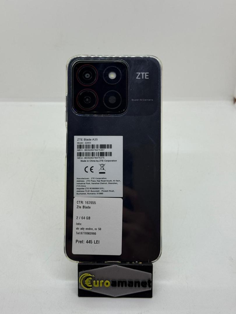 Telefon mobil ZTE Blade A35, Dual SIM, 2GB RAM, 64GB, 4G, Starry Black image 1