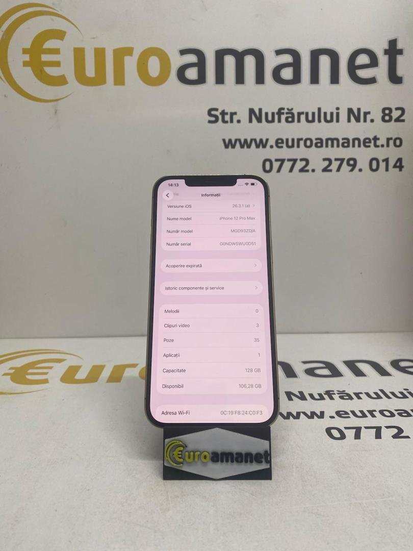 Telefon mobil Apple iPhone 12 Pro Max, 128GB, baterie 75% image 2